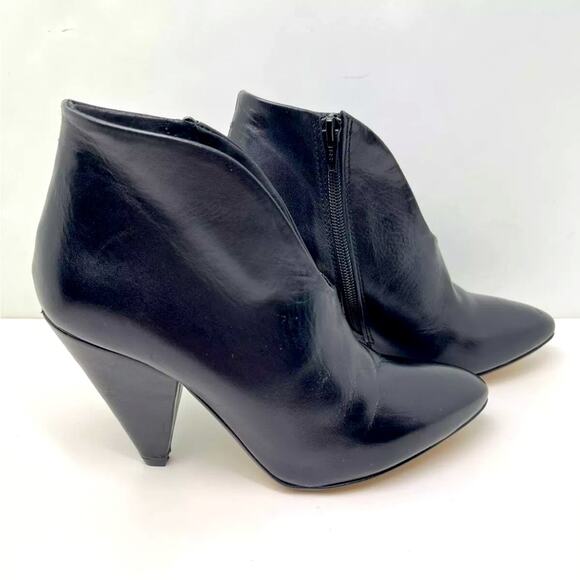 Unlace Black Leather Pointed Toe Ankle Boots Made in Italy - Picture 1 of 12